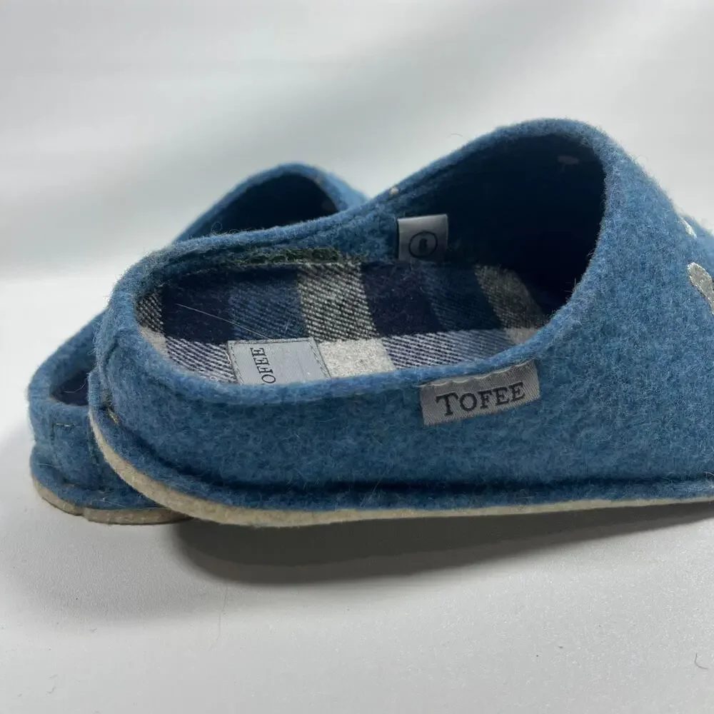 TOFEE Slippers Adult 8 Dog Wool Felt Slides Clogs Mule Slip On Blue Poland